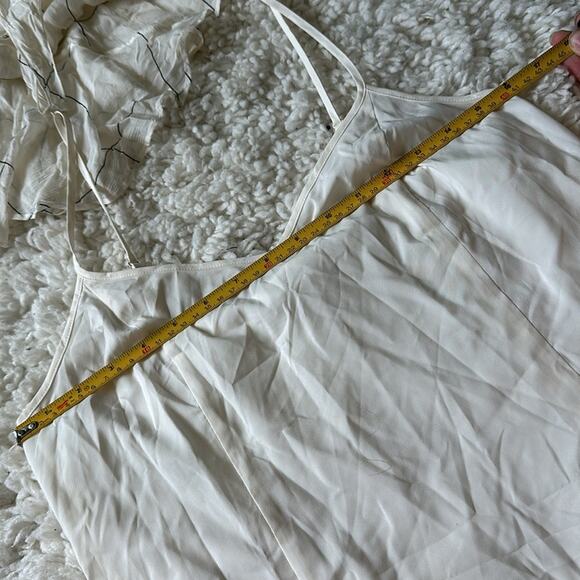 Club Monaco White Slip Dress Black White Sheer Overlay Deep VNeck Flowy NWT ST7 - Picture 6 of 12